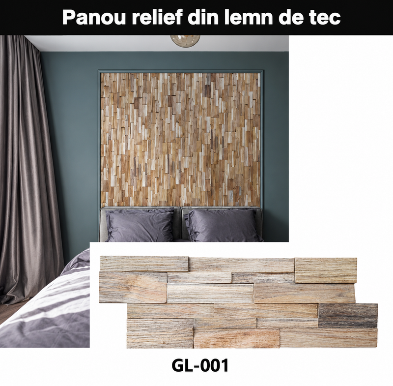 Panou relief din lemn natural GLACIER-001