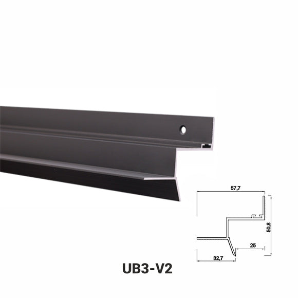 AlmuroUB3V2- Profil Shadow Gap Negru, tip scafa ascunsa
