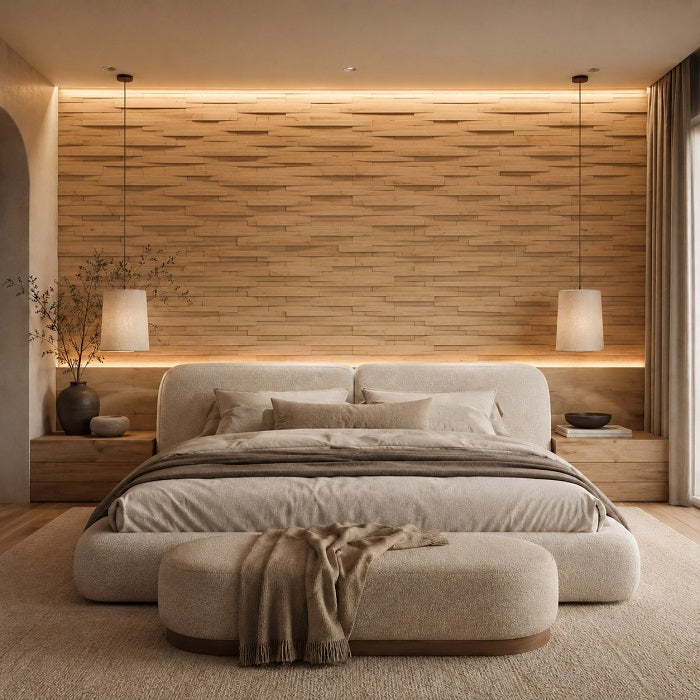 Panoul relief din lemn natural RIPPLE-010 - 0