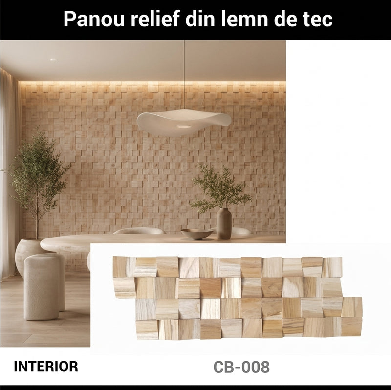 Panou releif din lemn natural CUBES-008