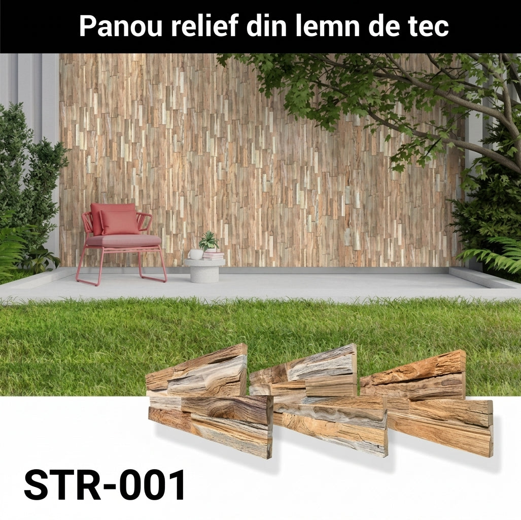 Panou relief din lemn natural STREAM-001