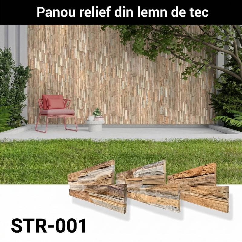 Panou relief din lemn natural STREAM-001